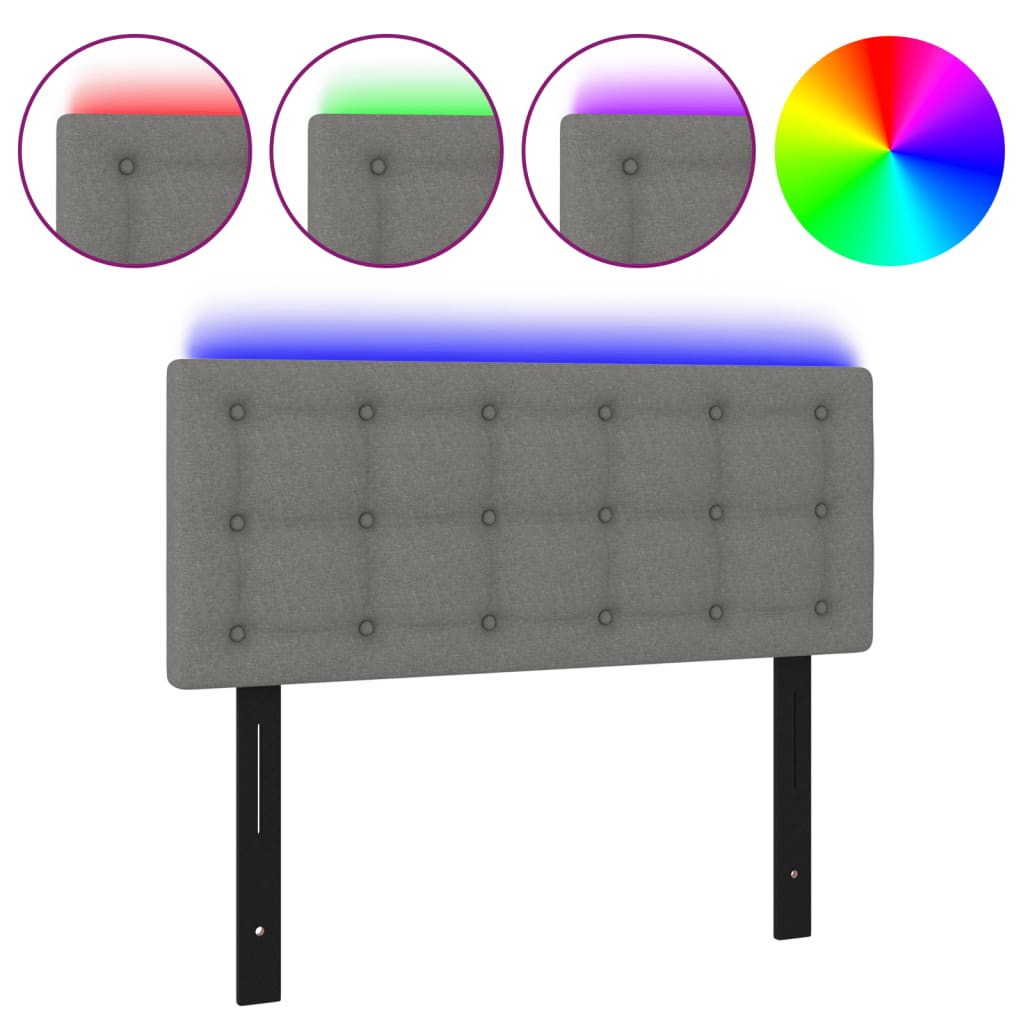 LED Headboard Dark Gray 39.4"x2"x30.7"/34.6" Fabric