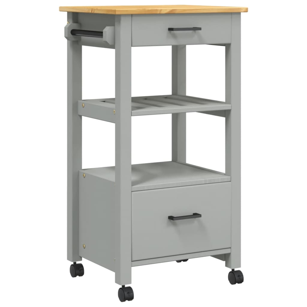 Kitchen Trolley MONZA 18.9"x15.7"x35.4" Solid Wood Pine