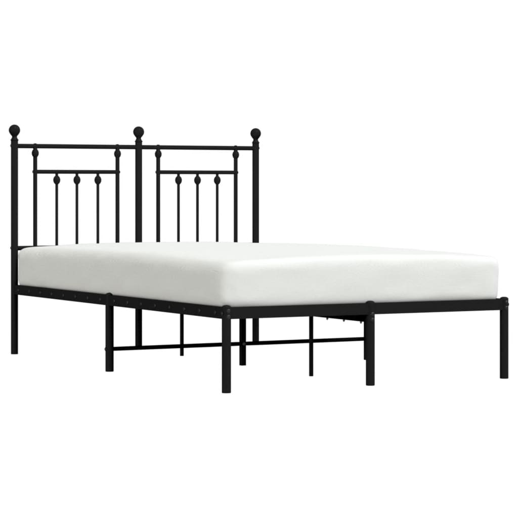 Metal Bed Frame without Mattress with Headboard Black 53.1"x74.8"