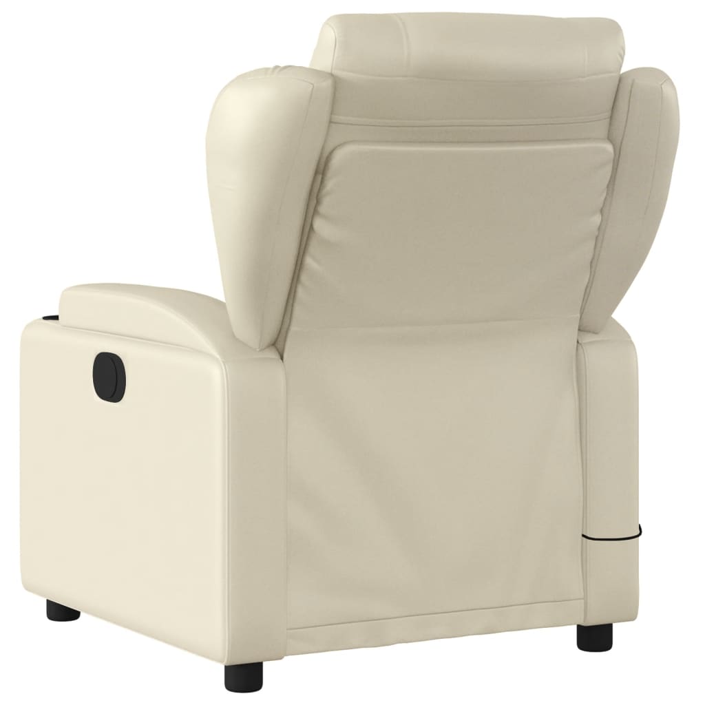 Massage Recliner Chair Cream Faux Leather