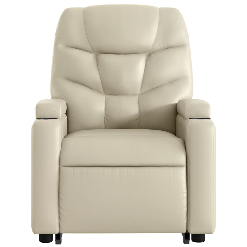 Stand up Massage Recliner Chair Cream Faux Leather