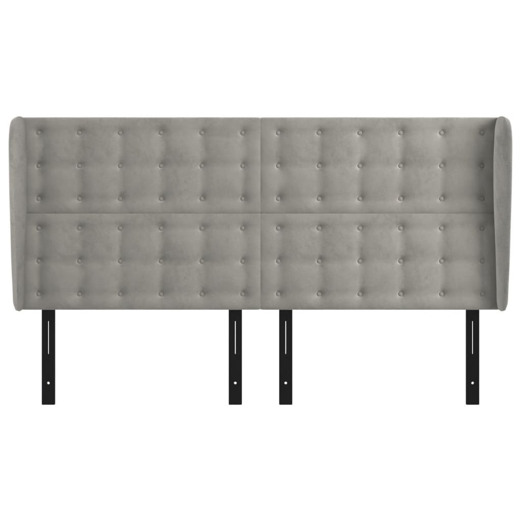 Headboard with Ears Light Gray 64.2"x9.1"x46.5"/50.4" Velvet