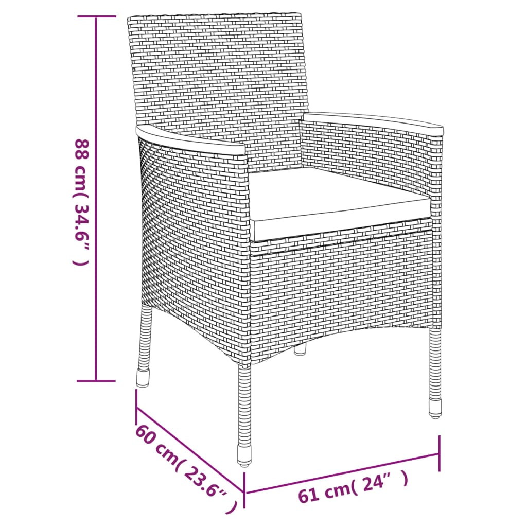 5 Piece Patio Dining Set with Cushions Gray Poly Rattan