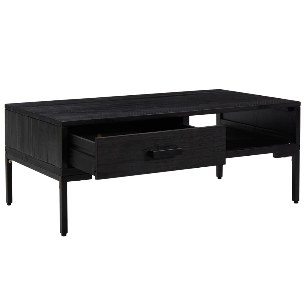 Coffee Table Black 35.4"x19.7"x13.8" Solid Wood Pine