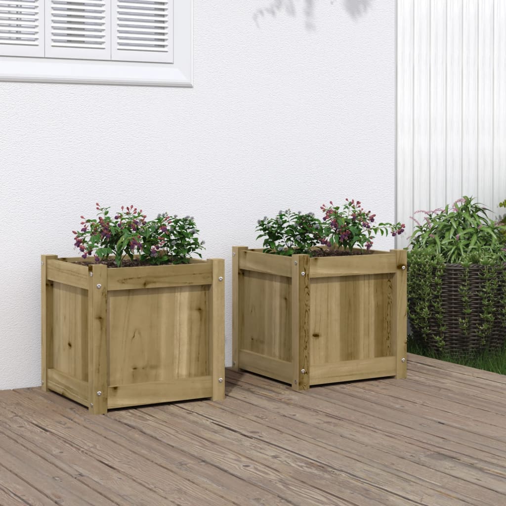 Garden Planters 2 pcs Impregnated Wood Pine