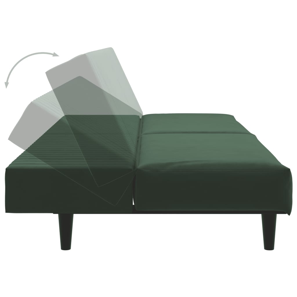 2-Seater Sofa Bed Dark Green Velvet