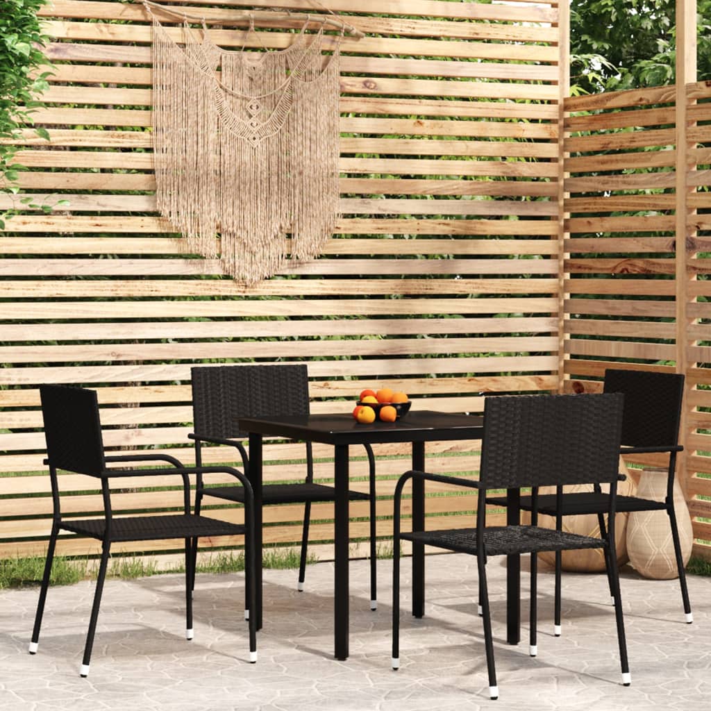 5 Piece Patio Dining Set Black