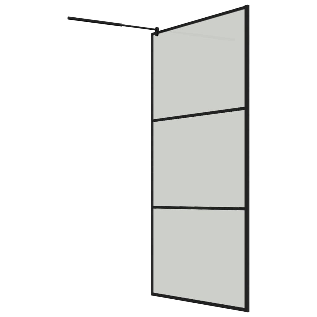 Walk-in Shower Wall with Shelf Black 45.3"x76.8" ESG Glass&Aluminum