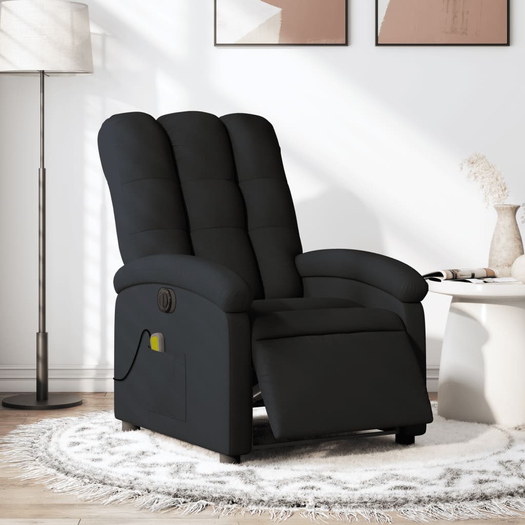 Electric Massage Recliner Chair Black Fabric