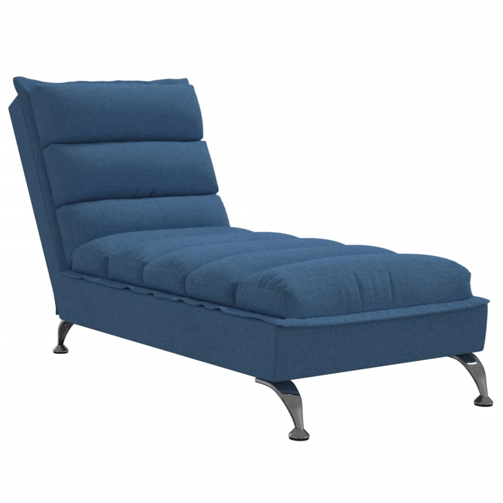 Chaise Lounge with Cushions Blue Fabric