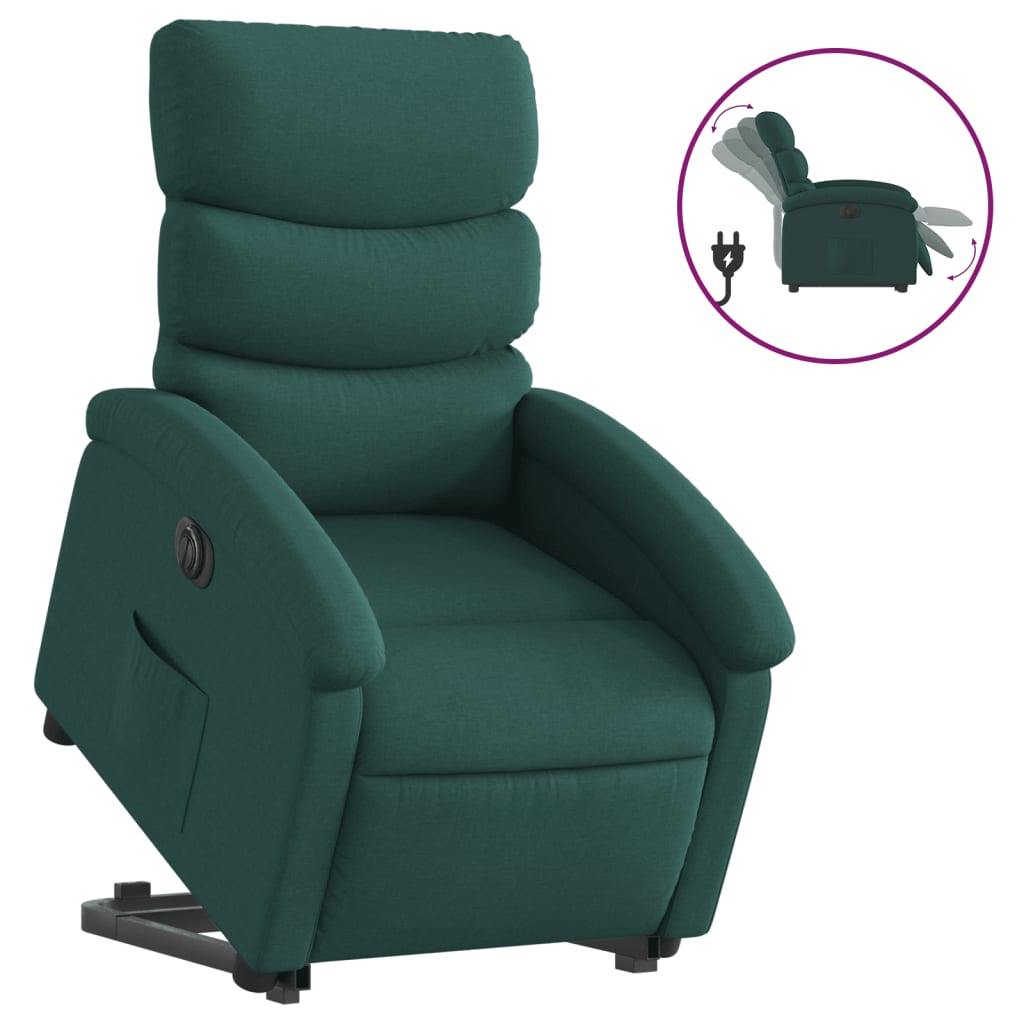 Electric Stand up Recliner Chair Dark Green Fabric