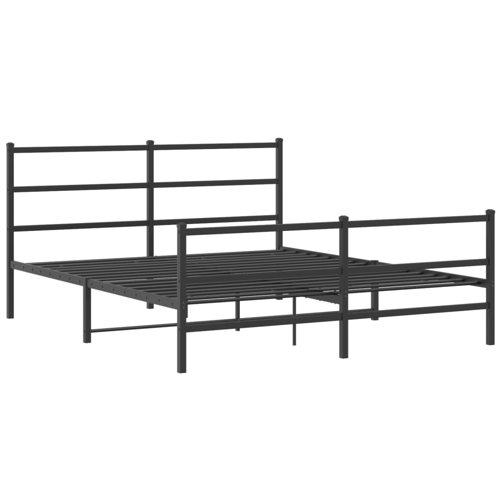 Metal Bed Frame without Mattress with Footboard��Black 59.1"x78.7"