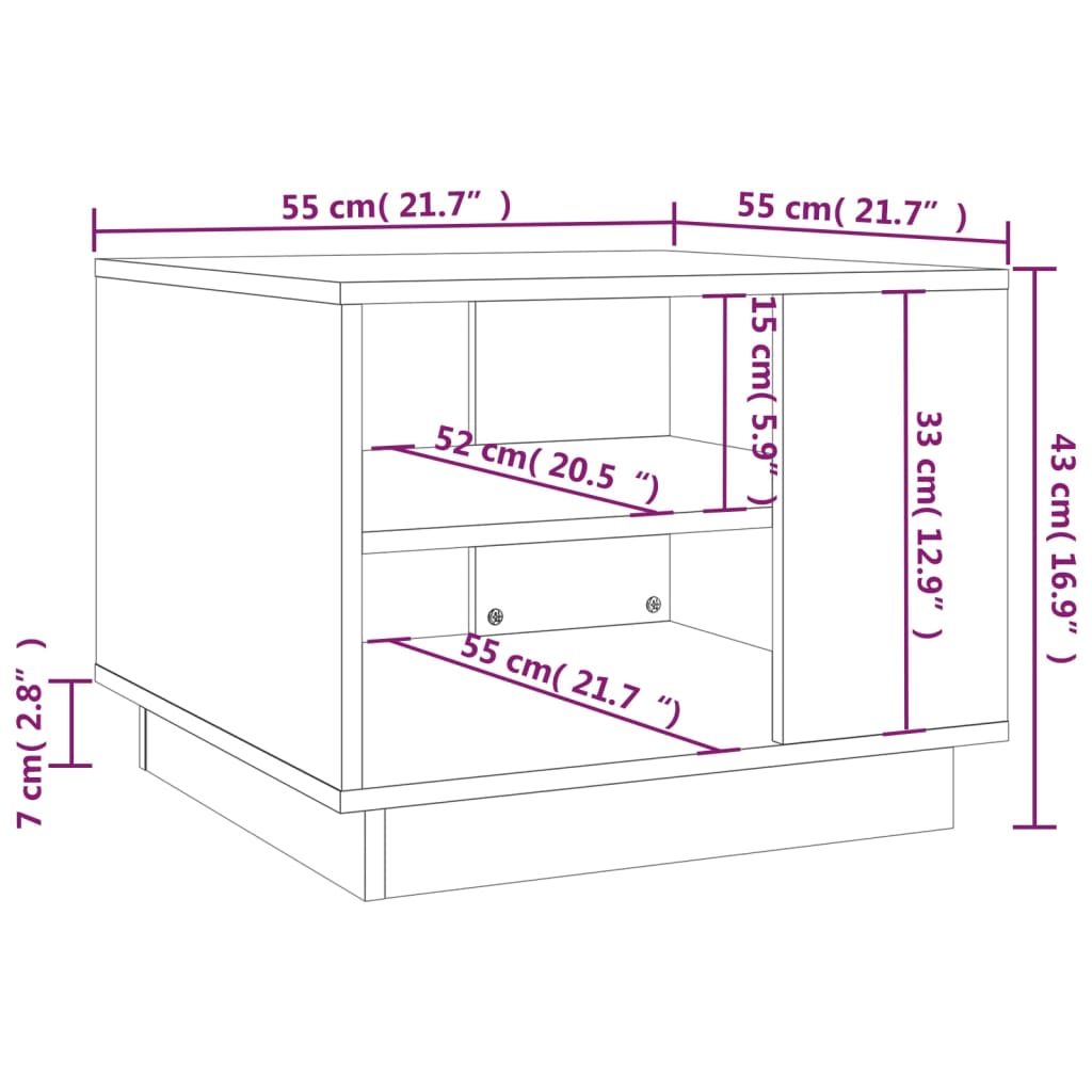 Coffee Table White 21.7"x21.7"x16.9" Engineered Wood