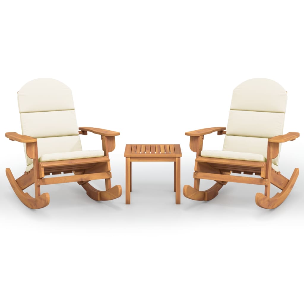 3 Piece Adirondack Patio Lounge Set Solid Wood Acacia