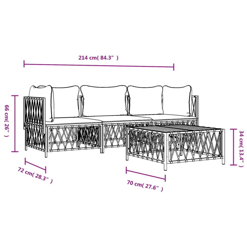 4 Piece Patio Lounge Set with Cushions Anthracite Steel