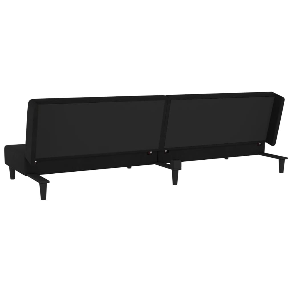 2-Seater Sofa Bed with Two Pillows Black Velvet