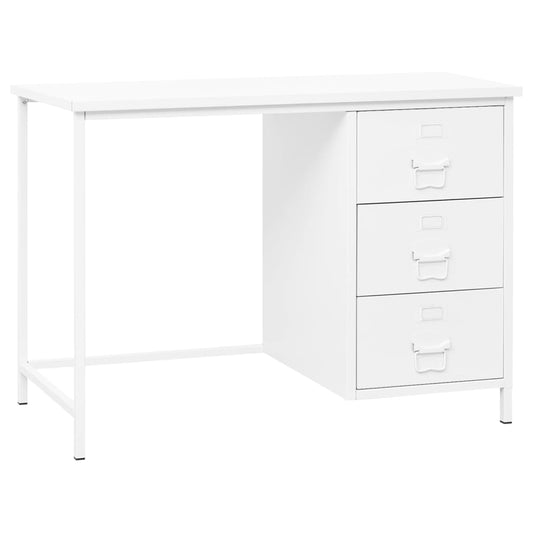 Industrial Desk with Drawers White 41.3"x20.5"x29.5" Steel