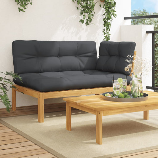 Patio Pallet Corner Sofa with Cushions Solid Wood Acacia