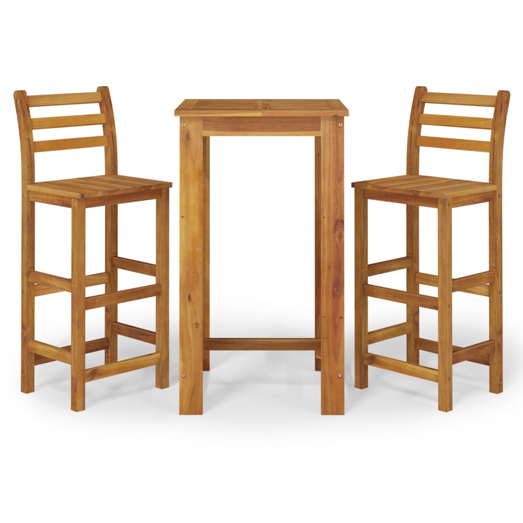 3 Piece Patio Bar Set Solid Wood Acacia