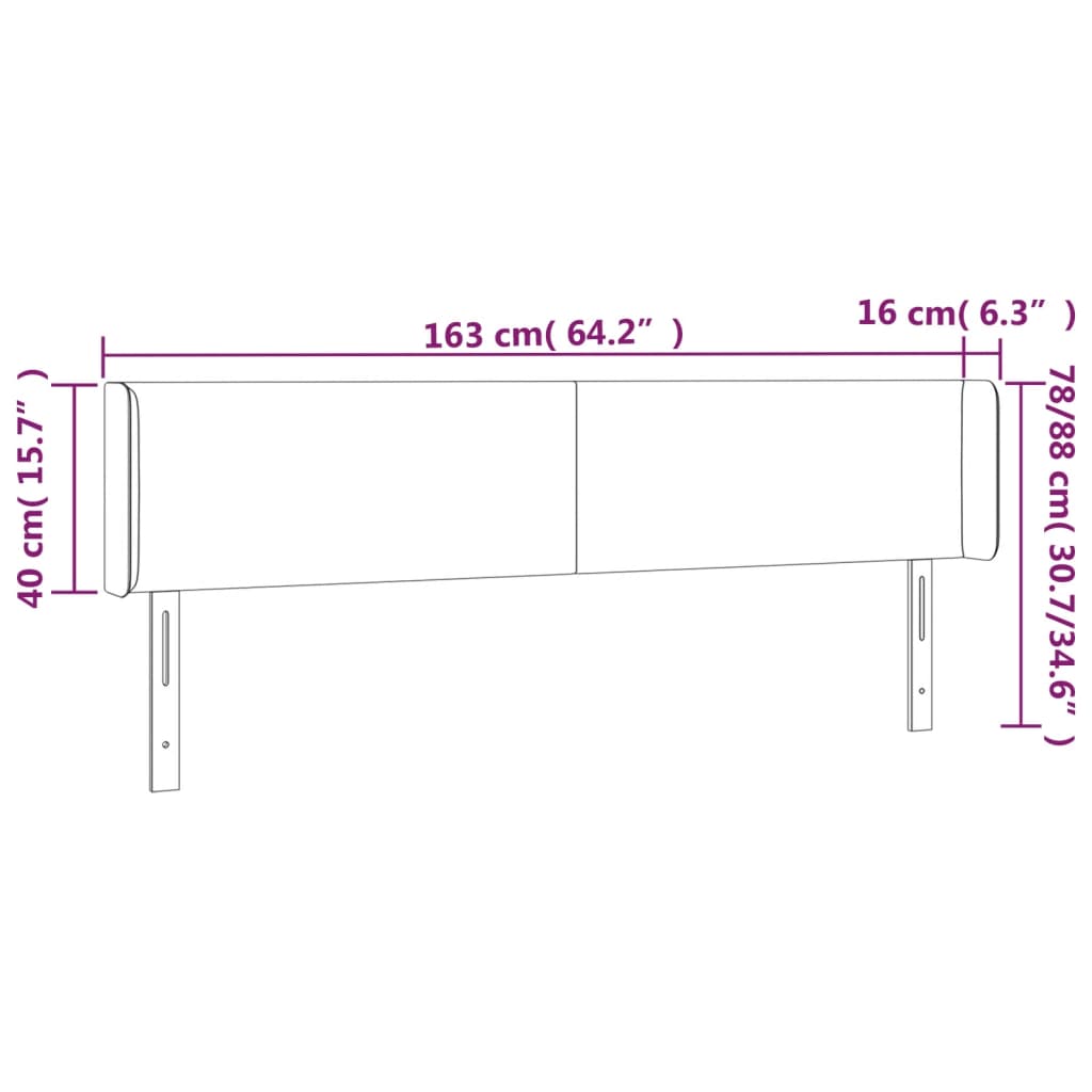 LED Headboard White 64.2"x6.3"x30.7"/34.6" Faux Leather