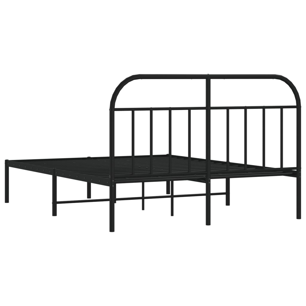 Metal Bed Frame without Mattress with Headboard Black 59.1"x78.7"