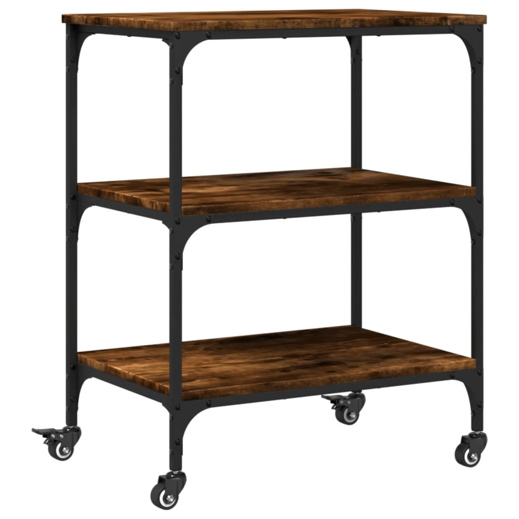 Kitchen Trolley Smoked Oak 23.6"x16.1"x29.9" Engineered Wood