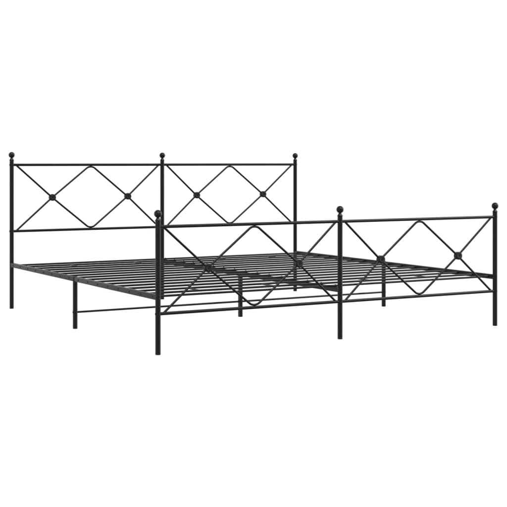 Metal Bed Frame without Mattress with Footboard Black 76"x79.9"