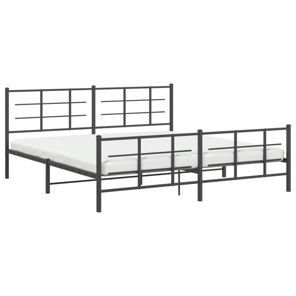 Metal Bed Frame without Mattress with Footboard Black 76"x79.9"