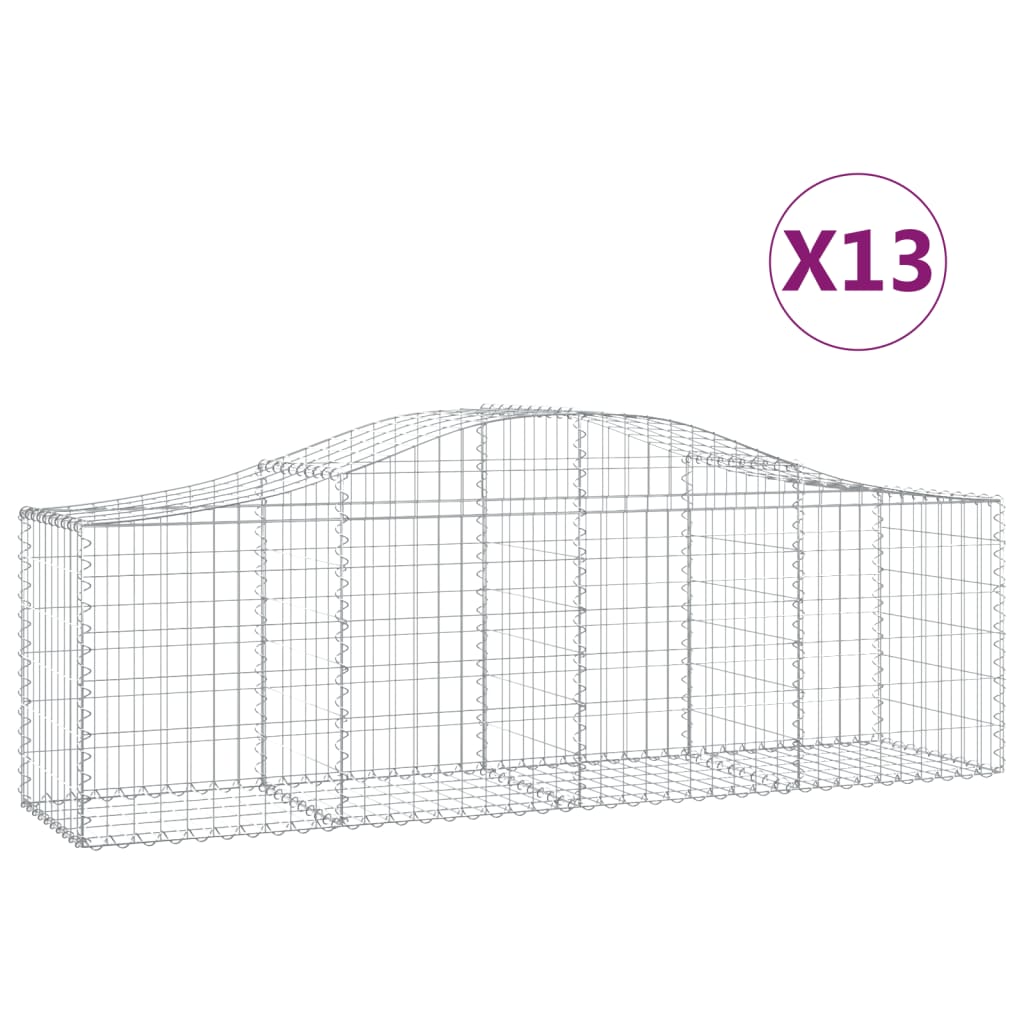 Arched Gabion Baskets 13 pcs 78.7"x19.7"x23.6"/31.5" Galvanized Iron