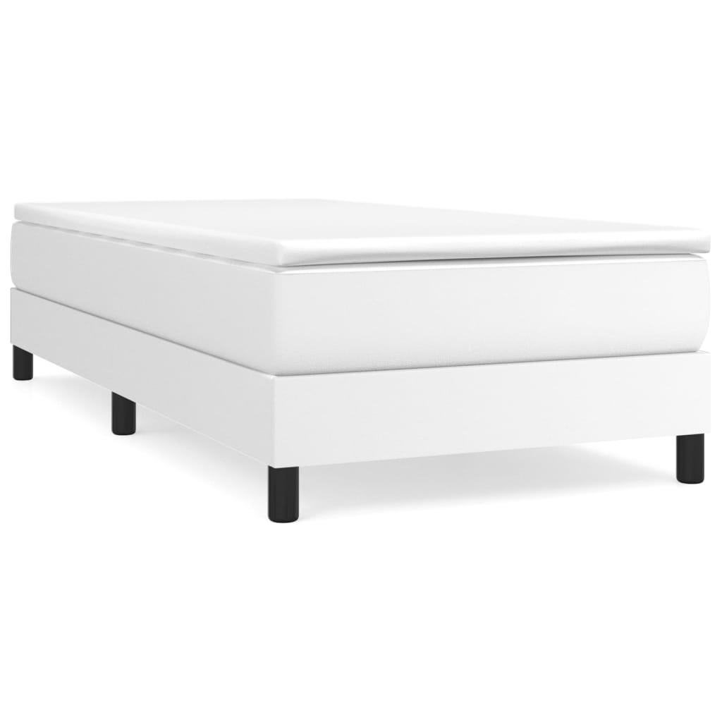 Bed Frame without Mattress White Twin XL Faux Leather (US Only)