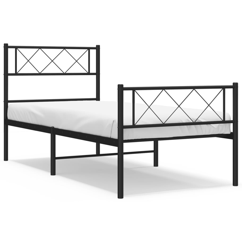 Metal Bed Frame without Mattress with Footboard Black 39.4"x74.8"