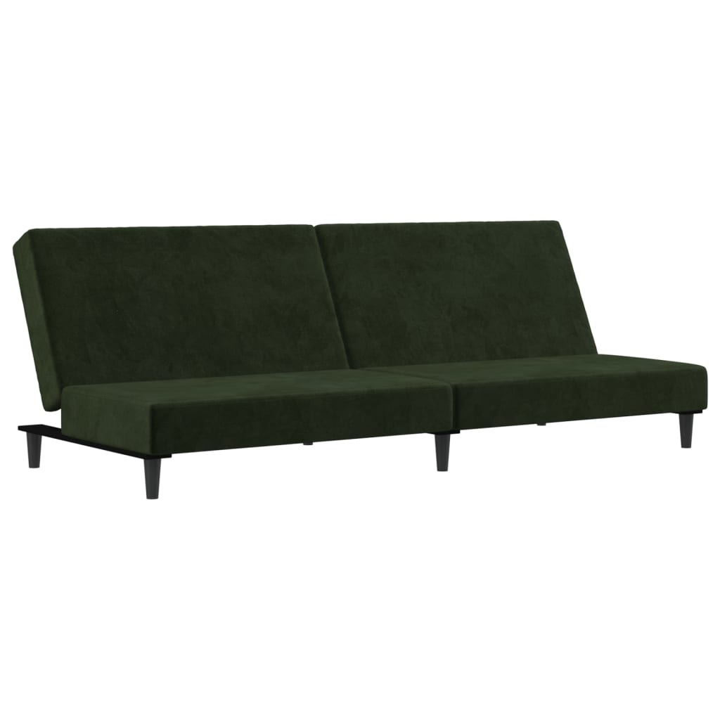 2-Seater Sofa Bed Dark Green Velvet