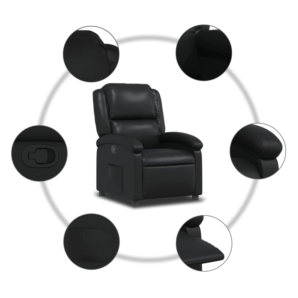 Recliner Chair Black Faux Leather