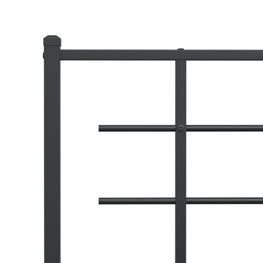 Metal Bed Frame without Mattress with Footboard Black 76"x79.9"