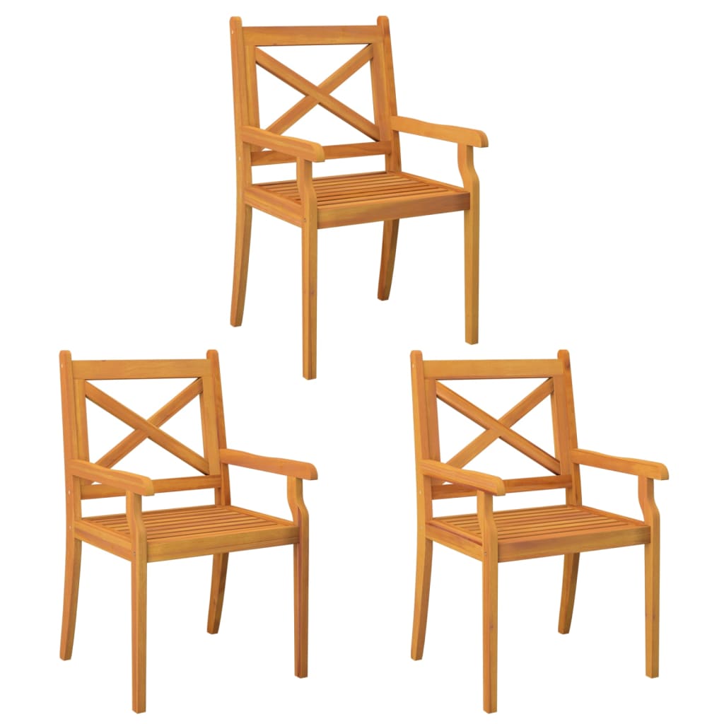 Patio Dining Chairs 3 pcs Solid Wood Acacia