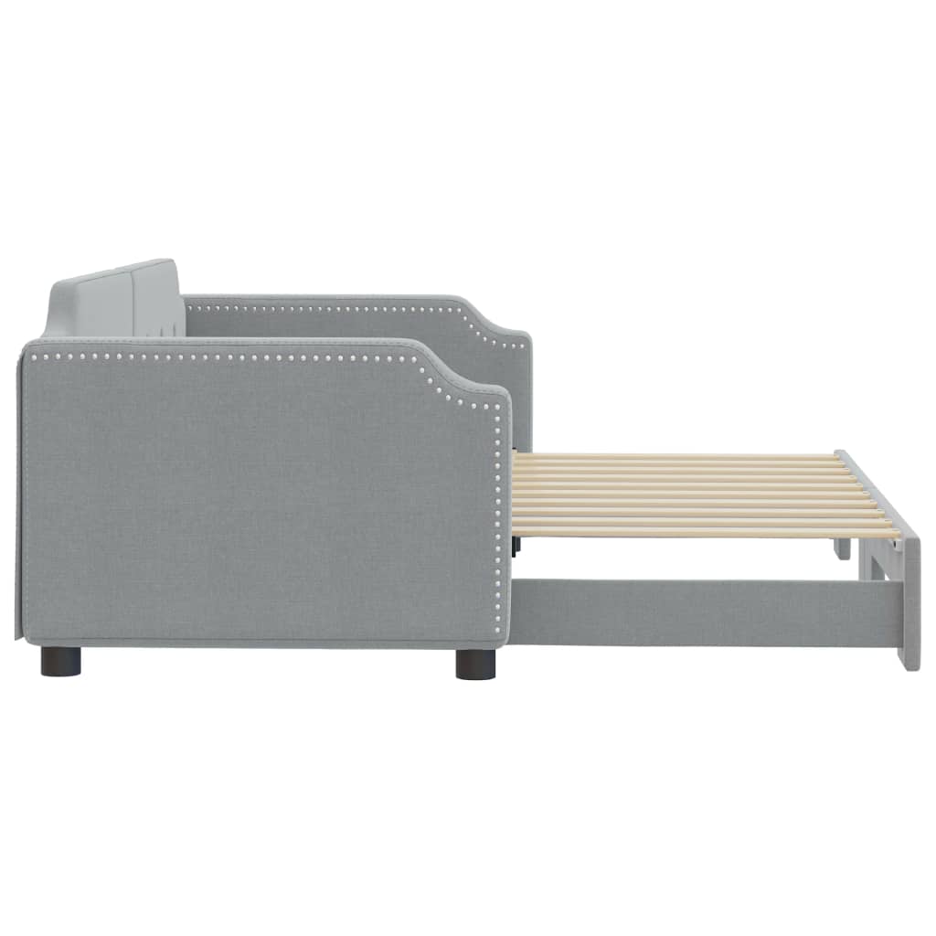 Daybed with Trundle without Mattress Light Gray 39.4"x74.8"