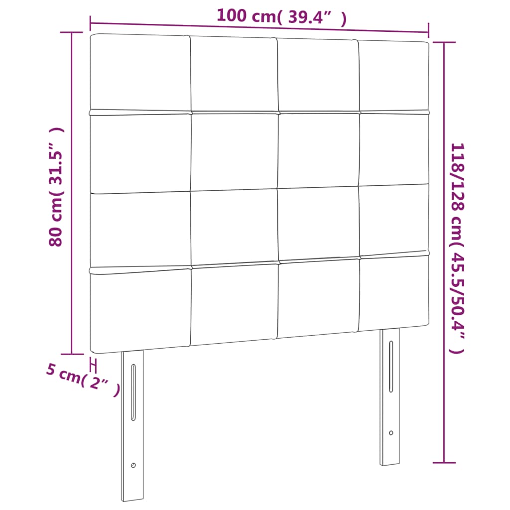 Headboards 2 pcs Light Gray 39.4"x2"x30.7"/34.6" Fabric