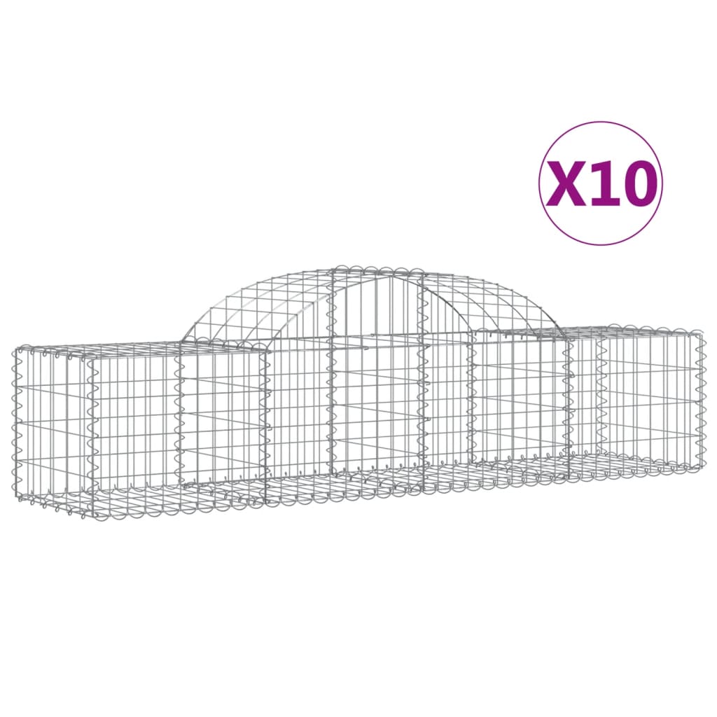 Arched Gabion Baskets 10 pcs 78.7"x19.7"x15.7"/23.6" Galvanized Iron