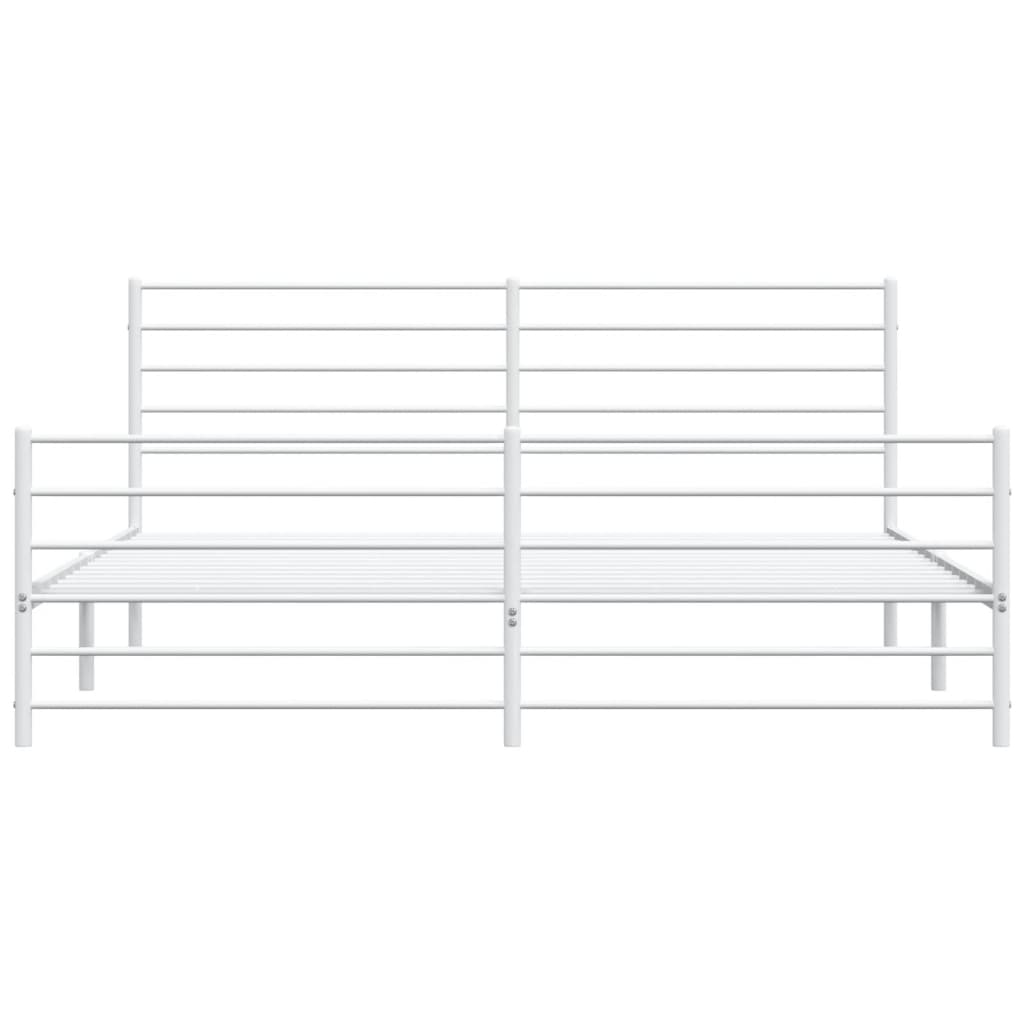 Metal Bed Frame without Mattress with Footboard White 76"x79.9"