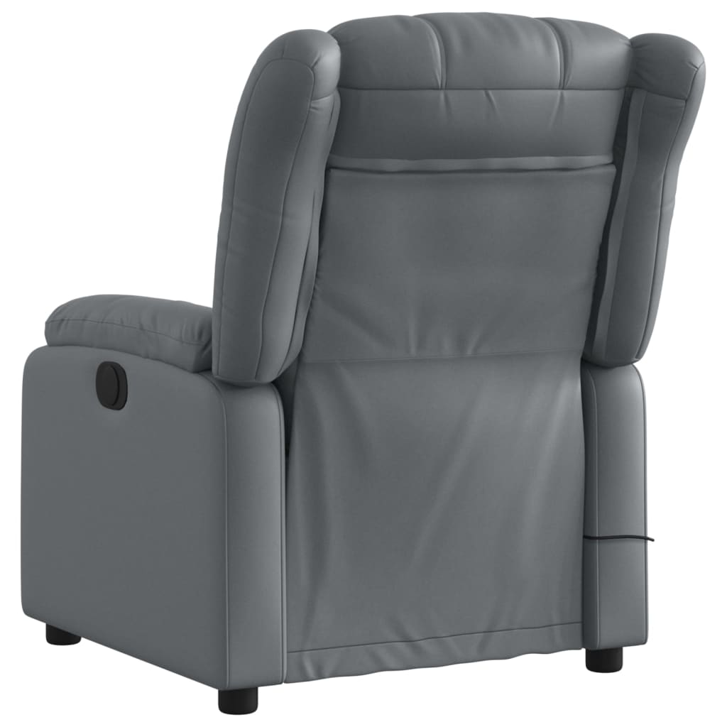 Massage Recliner Chair Gray Faux Leather