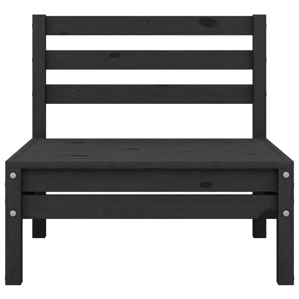 Patio Middle Sofas 2 pcs Black Solid Wood Pine