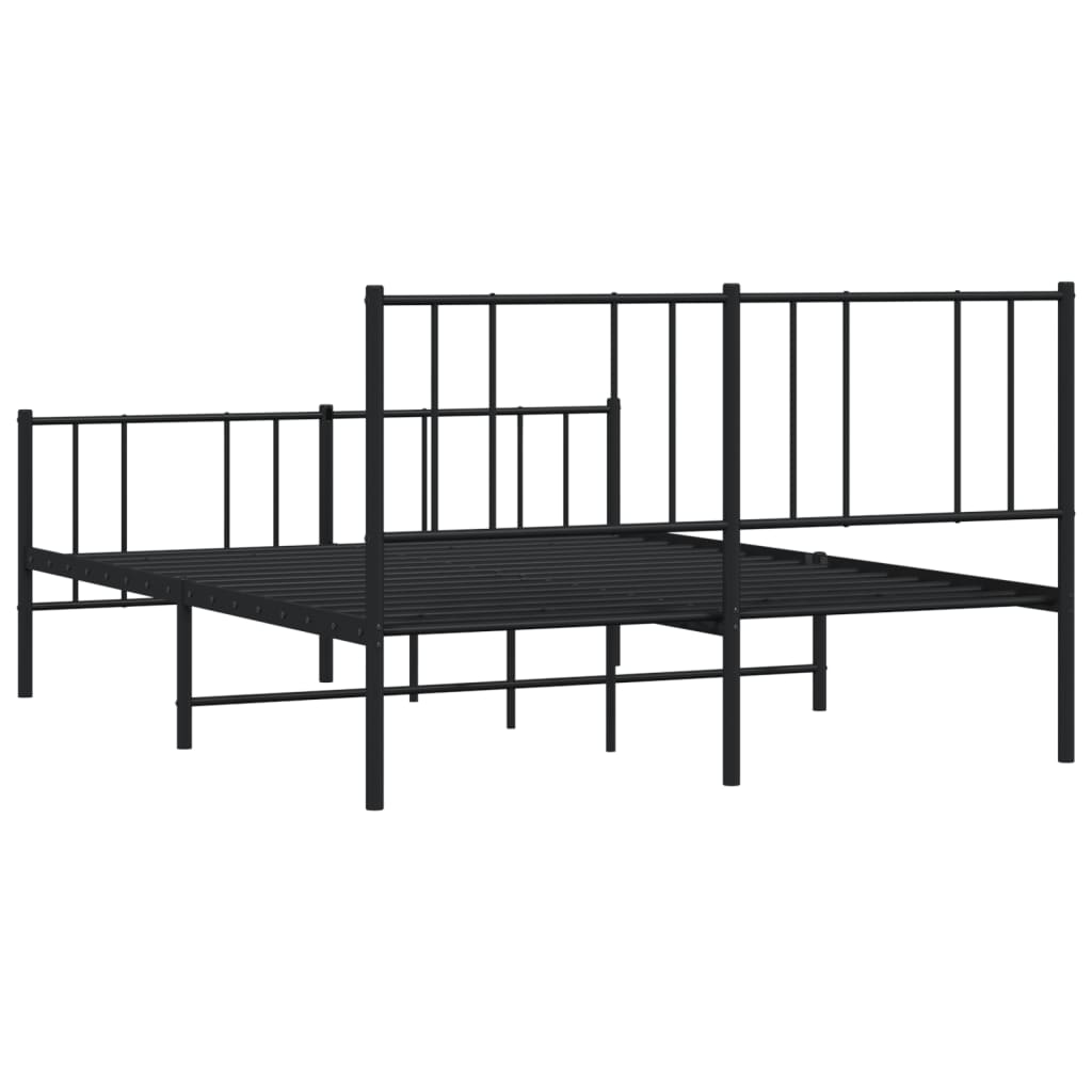 Metal Bed Frame without Mattress with Footboard Black 53.1"x74.8"