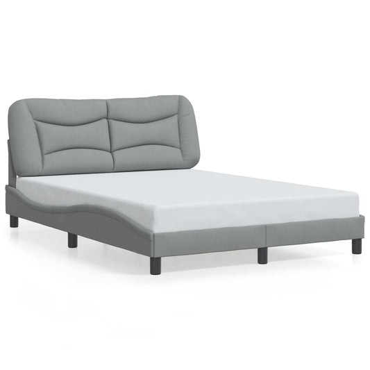 Bed Frame with LED without Mattress Light Gray 53.9"x74.8" Fabric