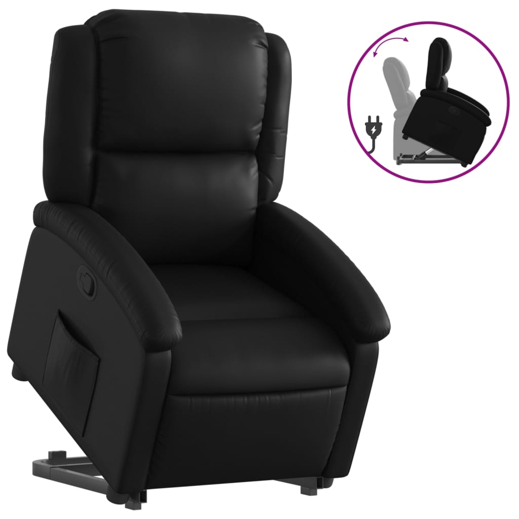 Stand up Recliner Chair Black Faux Leather