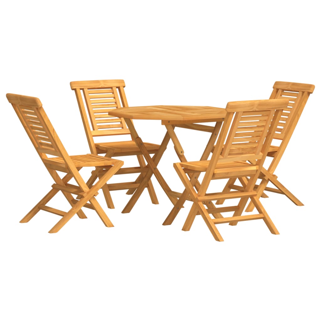 5 Piece Patio Dining Set Solid Wood Teak