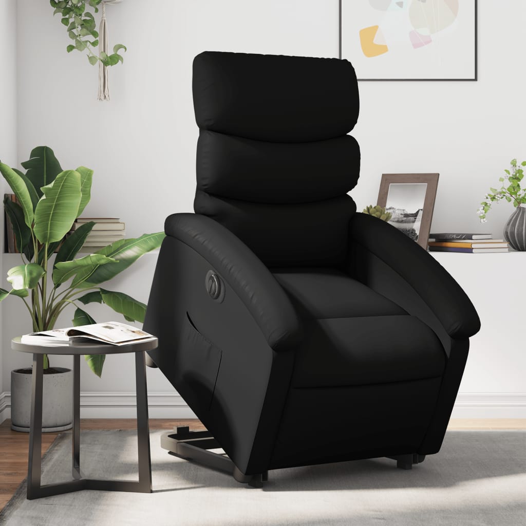 Electric Stand up Recliner Chair Black Faux Leather