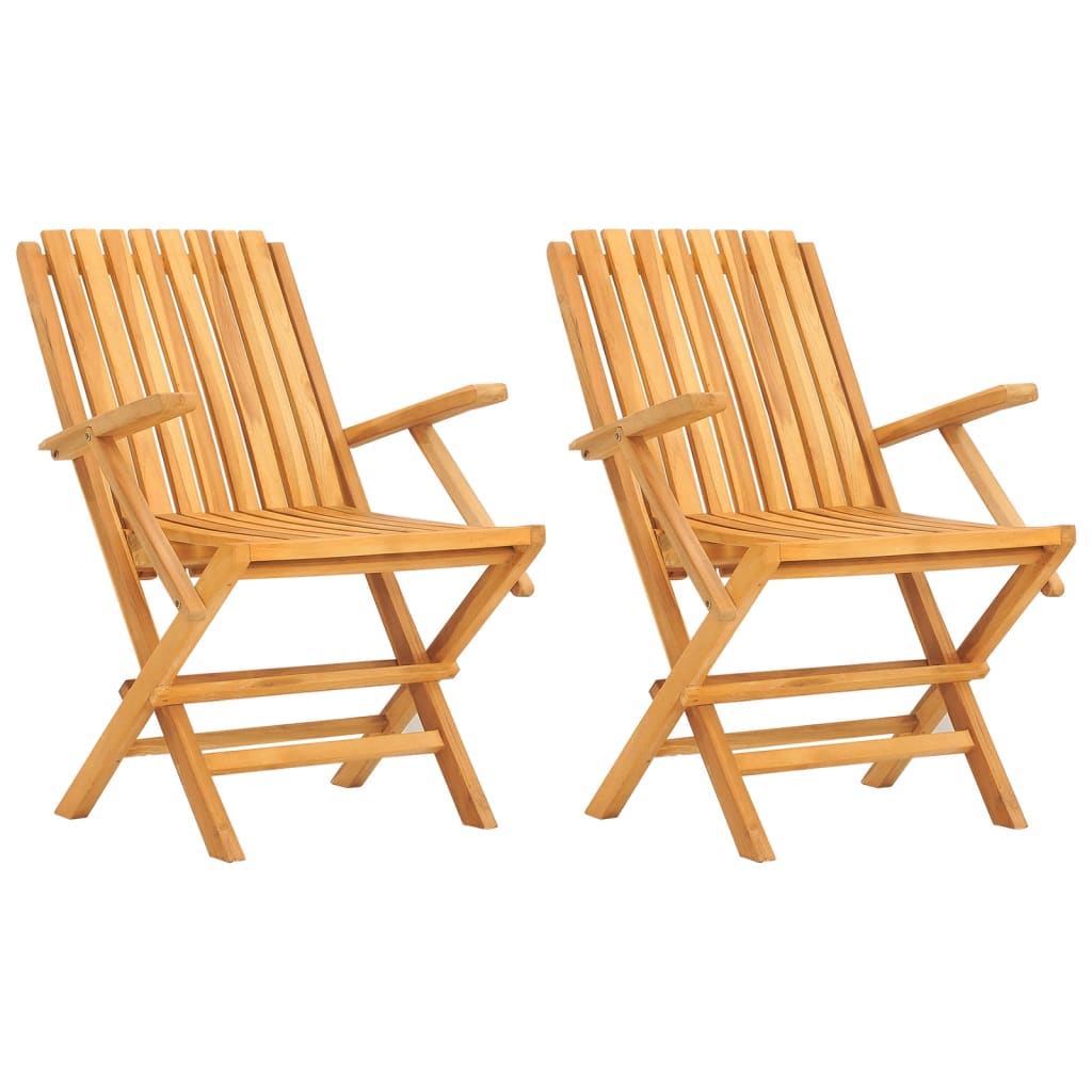 Folding Patio Chairs 2 pcs 24"x26.4"x35.4" Solid Wood Teak