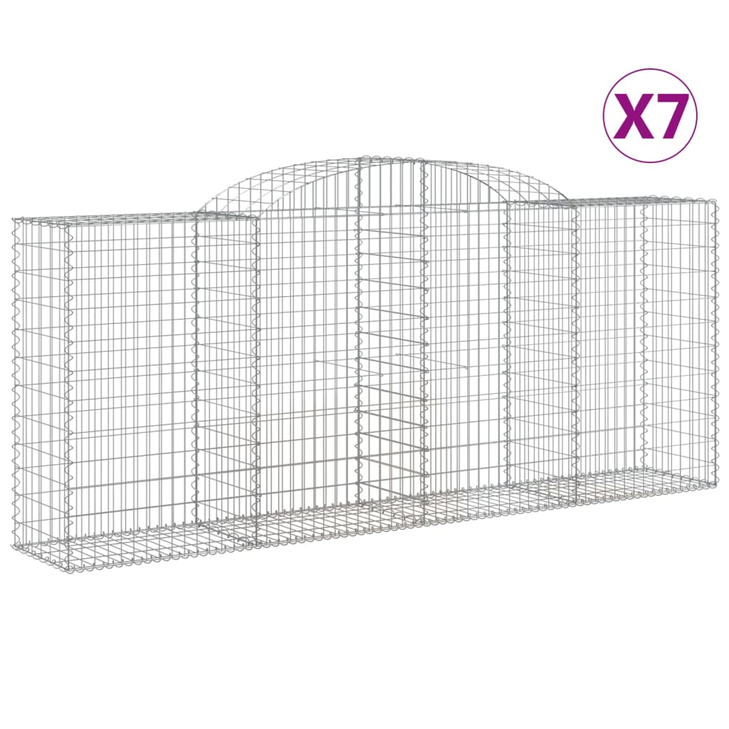 Arched Gabion Baskets 7 pcs 118.1"x19.7"x47.2"/55.1" Galvanized Iron