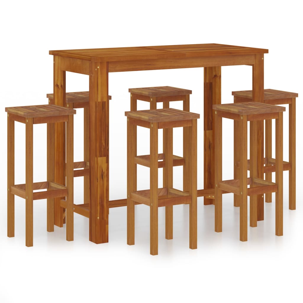 7 Piece Patio Bar Set Solid Wood Acacia