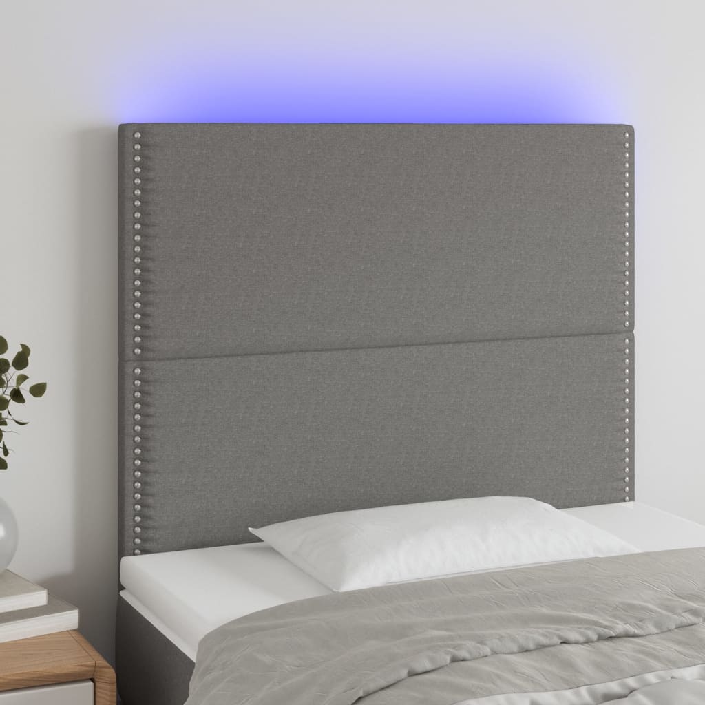 LED Headboard Dark Gray 39.4"x2"x46.5"/50.4" Fabric